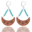 Wholesale Bohemian Moon Star Bee Print Hollow Acrylic Wood Earrings Online