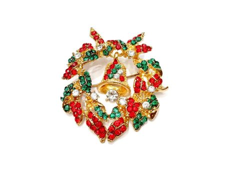 Wholesale Bell Diamond Christmas Wreath Brooch Sale