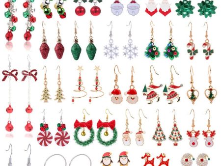 Wholesale Christmas Series Fashion Alloy Christmas Tree Old Man Bell Elk Candy Cane Earrings Online Hot Sale