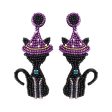 Wholesale Creative Handmade Rice Beads Witch Cat Halloween Earrings Hot on Sale