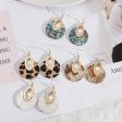 Wholesale Leather Inlaid Round Vintage Abalone Earrings Sale