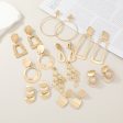 Wholesale Fashion Exaggerated Alloy Geometric Electroplated Matt Gold Clip Earrings Hot on Sale