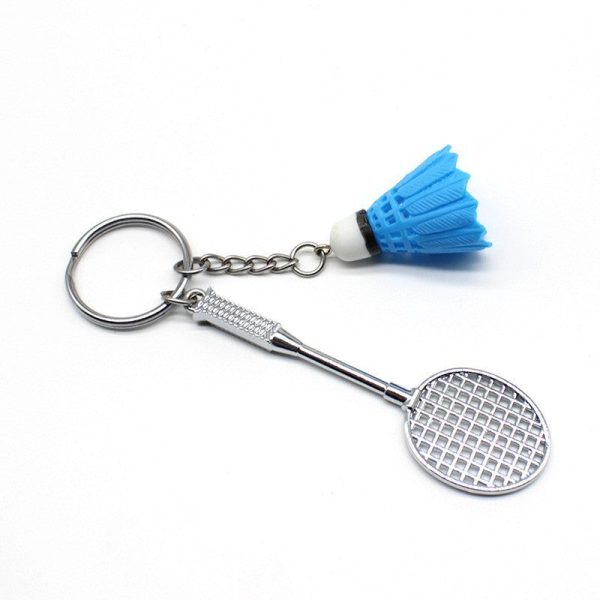 Wholesale Creative Simulation Badminton Metal Racket Keychain For Sale