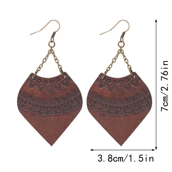 Wholesale Bohemian Style Diamond Crescent Print Chain Personality Fashion Earrings Discount