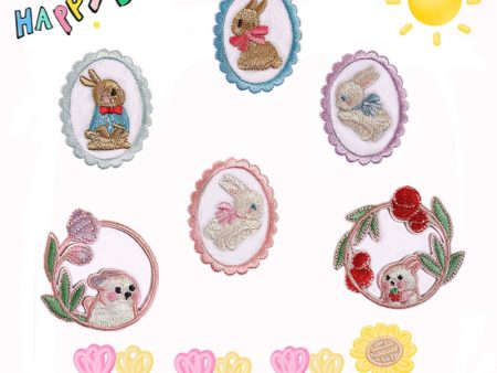 Wholesale DIY Embroidery Cloth Cute Rabbit Self-adhesive Cloth Hat Clothes Patch Sale