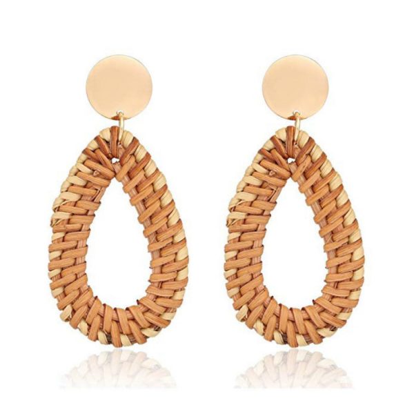 Wholesale Retro Geometric Beach Holiday Exaggerated Rattan Earrings Discount