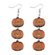 Wholesale Halloween Gothic Style Black Cat Ghost Face Pumpkin Stitching Wooden Earrings Cheap