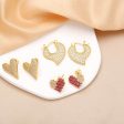 Wholesale Love Heart Copper Plated Real Gold Full Zircon Earrings Fashion