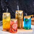 Wholesale Borosilicate Cola Cup 160oz Cold Drink Straw Cup Bamboo Lid Glass Cup Fashion