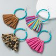 Wholesale Large Round Turquoise Handmade Leather Tassel Earrings Online Hot Sale