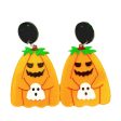 Wholesale Halloween Hollow Cartoon Ghost Pumpkin Cat Acrylic Earrings Hot on Sale