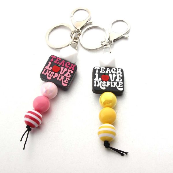 Wholesale Cartoon Silicone Beads Acrylic Beads Teacher Keychain Cheap