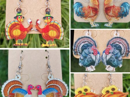 Wholesale 2 Pair Pack Acrylic Thanksgiving Turkey Celebration Party Earrings Online Sale