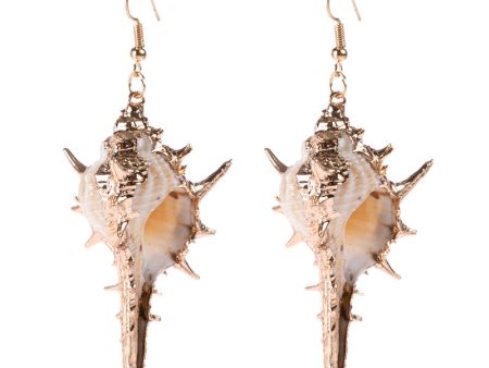 Wholesale Gold-rimmed Ocean Style Conch Seashell Earrings Online