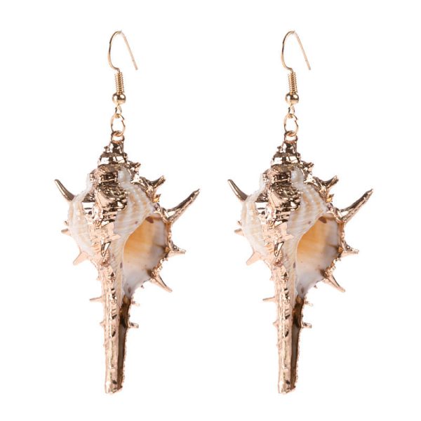 Wholesale Gold-rimmed Ocean Style Conch Seashell Earrings Online