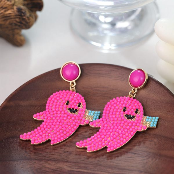 Wholesale Halloween Cute Cartoon Ghost Little Devil Rice Bead Earrings For Sale