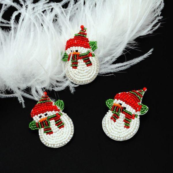 Wholesale Handmade Beaded Santa Claus Embroidery Patches Hat Clothes Decoration Supply