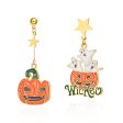 Wholesale Halloween Asymmetrical Pumpkin Ghost Earrings Fashion