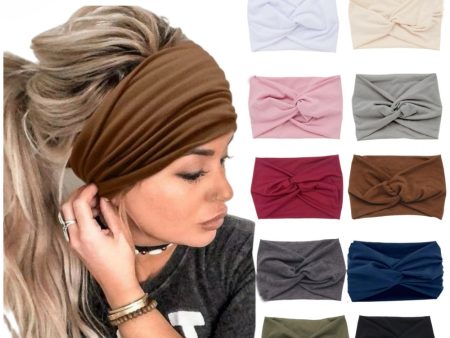 Wholesale Wide Brim Solid Color Elastic Headscarf Sports Headband on Sale