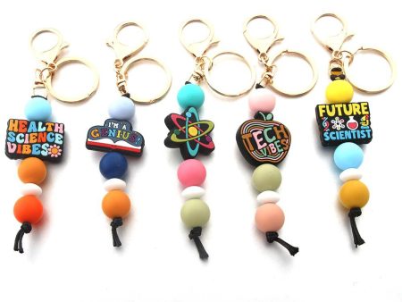 Wholesale Silicone Inspirational Scientist Print Beaded Keychain Supply