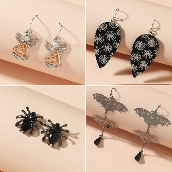 Wholesale Halloween Series Funny Spider Skull Earrings Supply