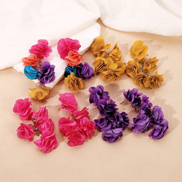 Wholesale Exaggerated Bohemian Colorful Flower Tassel Earrings Online Hot Sale