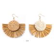 Wholesale Hand-woven Geometric Rattan Raffia Fan Earrings For Cheap