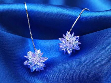 Wholesale Purple Ice Flower Chain Zircon Earrings Fashion