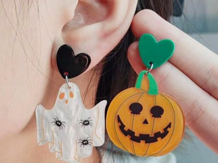 Wholesale Creative Halloween Series Acrylic Cartoon Fun Ghost Pumpkin Earrings Hot on Sale