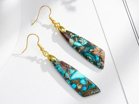 Wholesale Geometric Natural Stone Colorblock Vintage Earrings Online Hot Sale