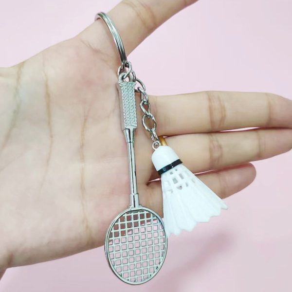 Wholesale Creative Simulation Badminton Metal Racket Keychain For Sale