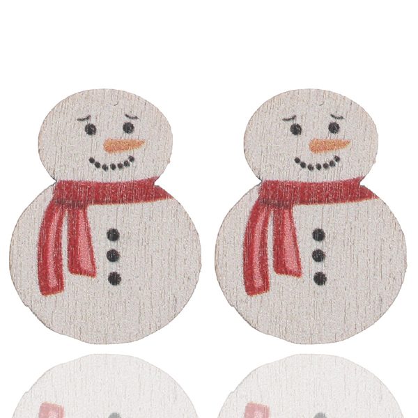 Wholesale Christmas Snowman Christmas Tree Socks Snowflakes Cute Wooden Earrings Fashion