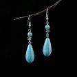 Wholesale Miao Silver Ethnic Style Retro Turquoise Water Drop Earrings Online Hot Sale