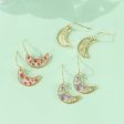 Wholesale 6pcs Natural Dried Flower Moon Shape Drop Glue Earrings Discount