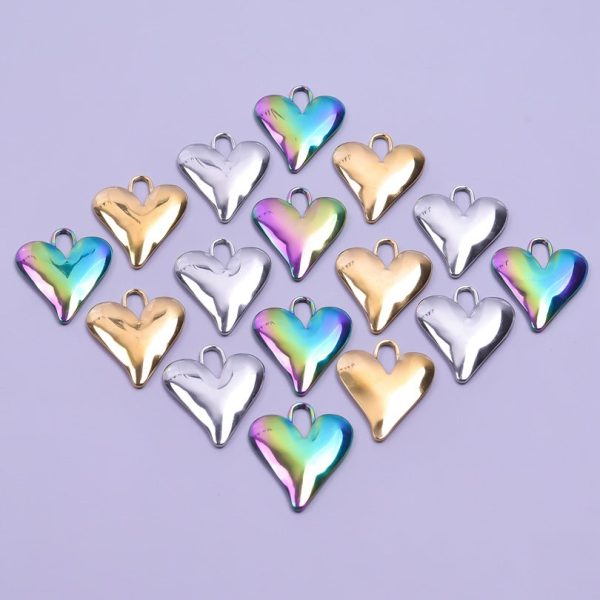 Wholesale Love Heart Steel Gold Titanium Steel Colorful Pendant Accessories Cheap