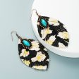 Wholesale Horsehair Genuine Leather Leaf Tassel Vintage Turquoise Leopard Earrings For Discount