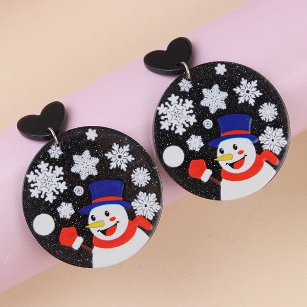 Wholesale Christmas Series Geometric Round Santa Claus Elk Snowman Earrings Cheap