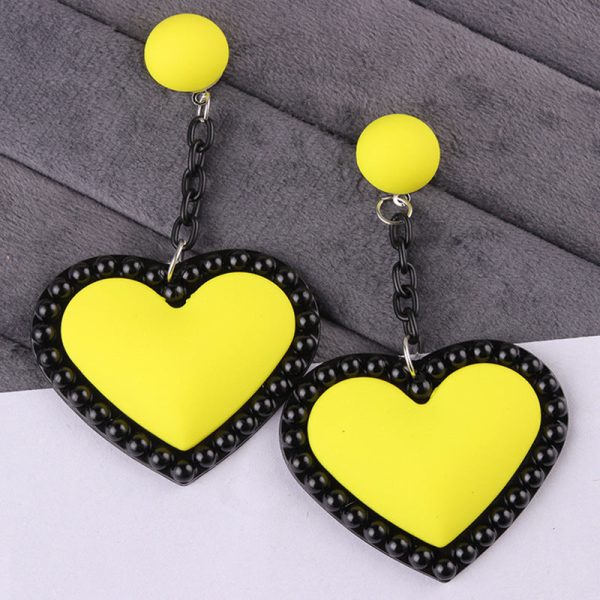 Wholesale Retro 3D Colorful Heart Acrylic Earrings For Cheap