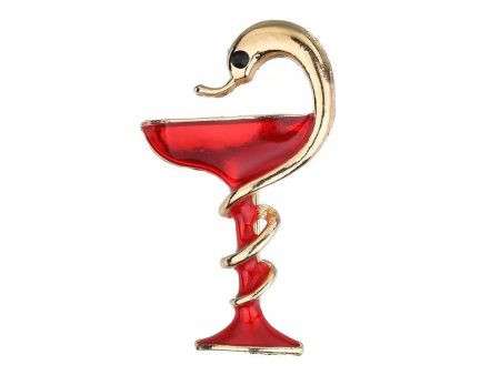 Wholesale Creative Oil-Dripping Snake Red Wine Glass Brooch Online Sale