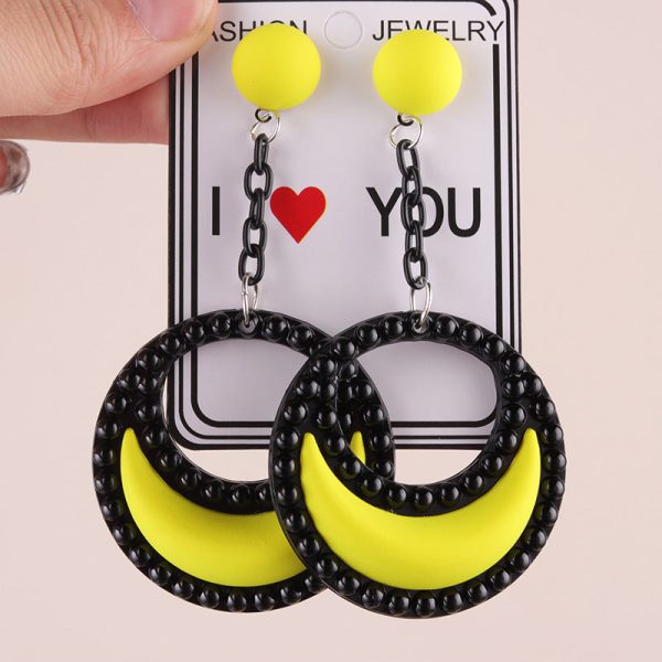 Wholesale Exaggerated Candy Color Three-Dimensional Crescent Acrylic Earrings Cheap