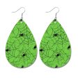 Wholesale Halloween Spider Fun Pumpkin Bat Print Water Drop Leather Earrings Online