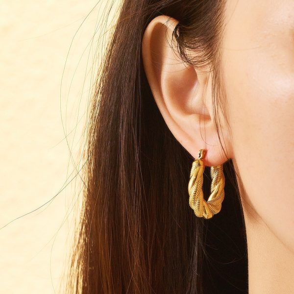 Wholesale High-grade Gold Stainless Steel Braided Thick U-shaped Earrings For Discount