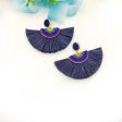 Wholesale Handwoven Color Block Rice Beads Exaggerated Raffia Earrings For Sale