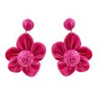 Wholesale Raffia Fabric Woven Elegant Flower Earrings For Sale