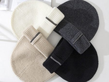 Wholesale Autumn and Winter Heavy Beaded Necklace Hole Thickened Pure Cashmere Knitted Hat Online