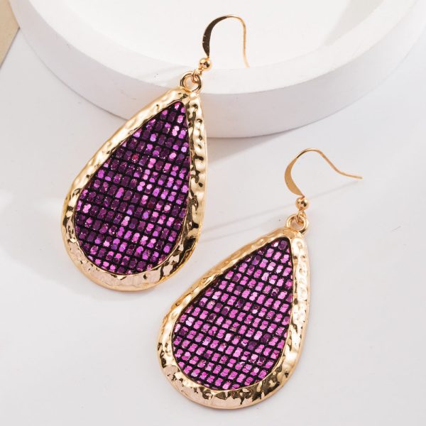 Wholesale Fashion PU Leather Sequin Water Drop Simple Shiny Exaggerated Earrings Online