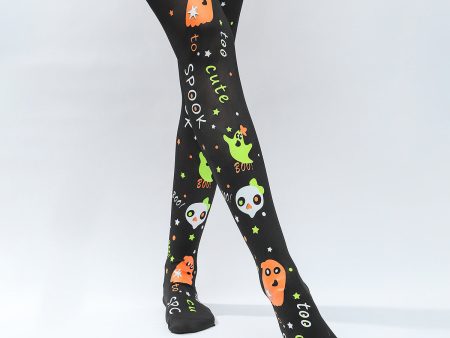 Wholesale Halloween Black Silk Screen Ghost Letter Pattern Socks Online