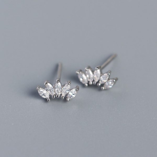 Wholesale S925 Light Luxury Sterling Silver Inlaid Stone Fan-shaped Earrings Online now