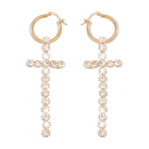 Wholesale Fashion Full Diamond Cross Earrings Online