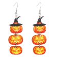 Wholesale Halloween Printed Colorful Pumpkin Skull Ghost Gift Creative Splicing Wooden Earrings Supply